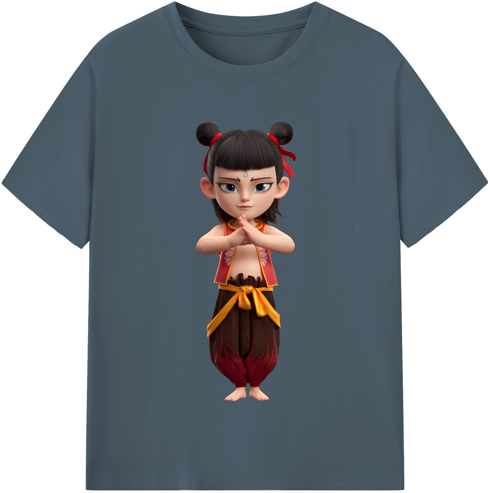 （画像用） Ne Zha 2 ナタ 魔童の大暴れ 綿100％半袖Tシャツ（フロントプリント）